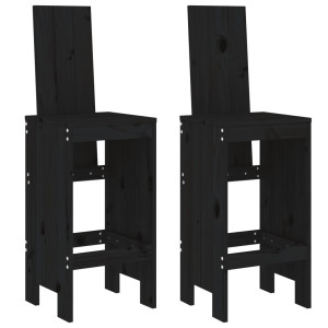 Cadeiras de bar 2 pcs 40x42x120 cm pinho maciço preto H