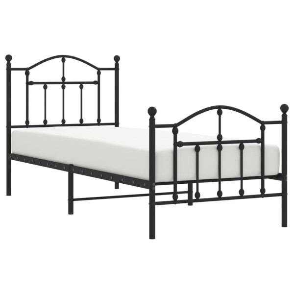 Estructura de cama con cabecero y estribo metal negro 90x190 cm M 3