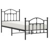 Estrutura de cama com cabeceira e pés 90x190 cm metal preto 3