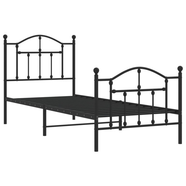 Estructura de cama con cabecero y estribo metal negro 90x190 cm M 4