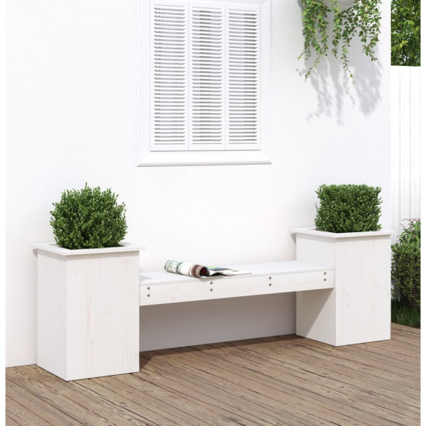 Banco con jardineras madera de pino blanco 184.5x39.5x56.5 cm D