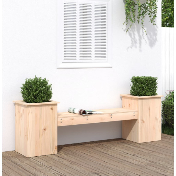Banco con jardineras madera maciza de pino 184.5x39.5x56.5 cm D