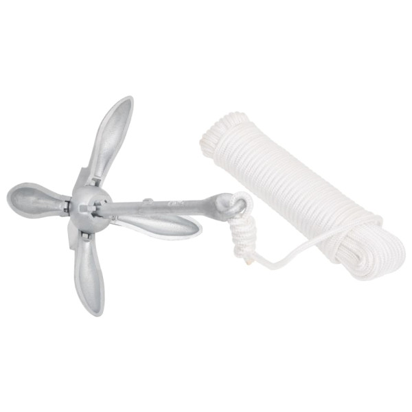 Ancla plegable con cuerda hierro maleable plateado 2.5 kg M 3