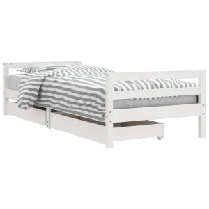Estructura cama niños con cajones madera pino blanco 80x200 cm H