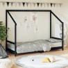 Estructura de cama para niños madera de pino negro 80x200 cm 1