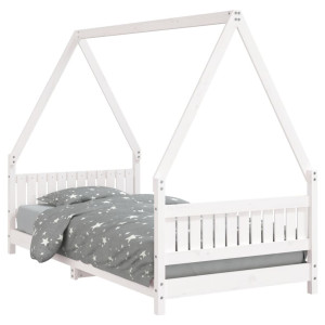 Estrutura de cama infantil 90x190 cm pinho maciço branco H
