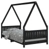 Estrutura de cama infantil 90x190 cm pinho maciço preto 2