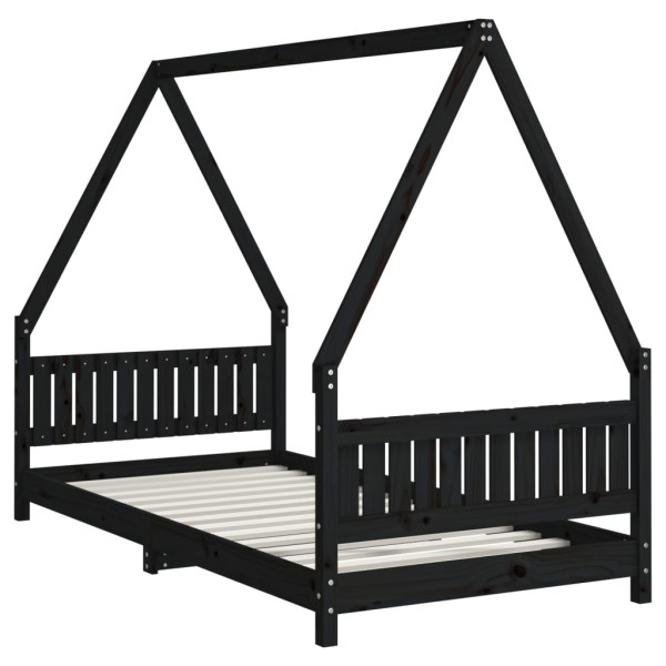Estrutura de cama infantil 90x190 cm pinho maciço preto M 3