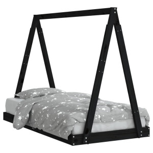 Estructura de cama para niños madera de pino negro 80x160 cm H
