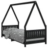 Estructura de cama para niños madera de pino negro 80x200 cm 2