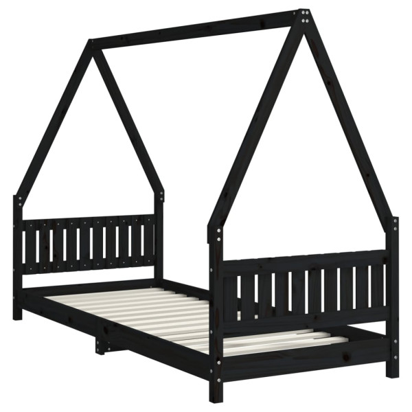 Estrutura de cama infantil 80x200 cm pinho maciço preto M 3