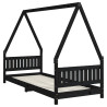Estrutura de cama infantil 80x200 cm pinho maciço preto 3