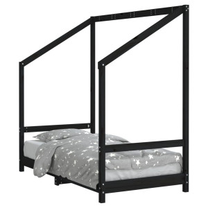 Estructura de cama para niños madera de pino negro 80x160 cm H
