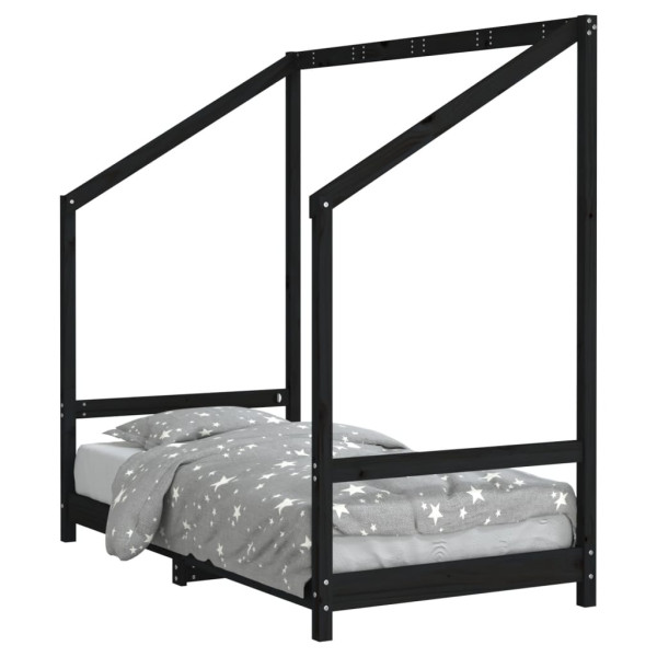 Estrutura de cama infantil 80x160 cm pinho maciço preto M 2