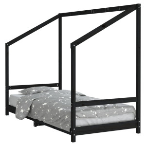 Estrutura de cama infantil 90x200 cm pinho maciço preto H