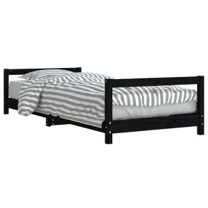 Estrutura de cama infantil 90x200 cm pinho maciço preto H