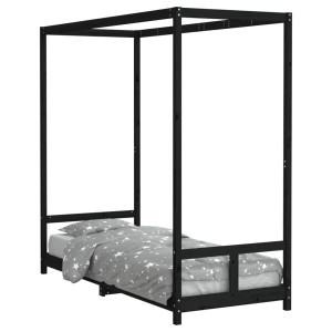 Estructura de cama para niños madera de pino negro 80x200 cm H