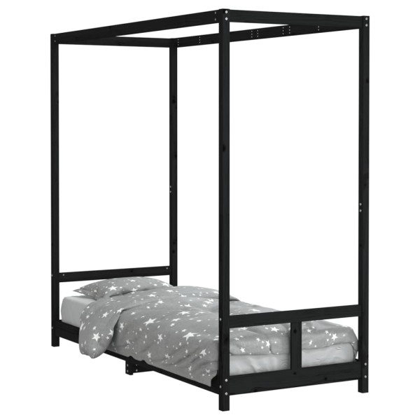 Estrutura de cama infantil 80x200 cm pinho maciço preto M 2