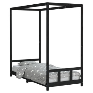 Estructura de cama para niños madera de pino negro 90x200 cm H