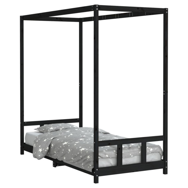 Estructura de cama para niños madera de pino negro 90x200 cm M 2