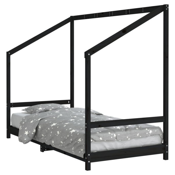 Estructura de cama para niños madera de pino negro 90x190 cm M 2