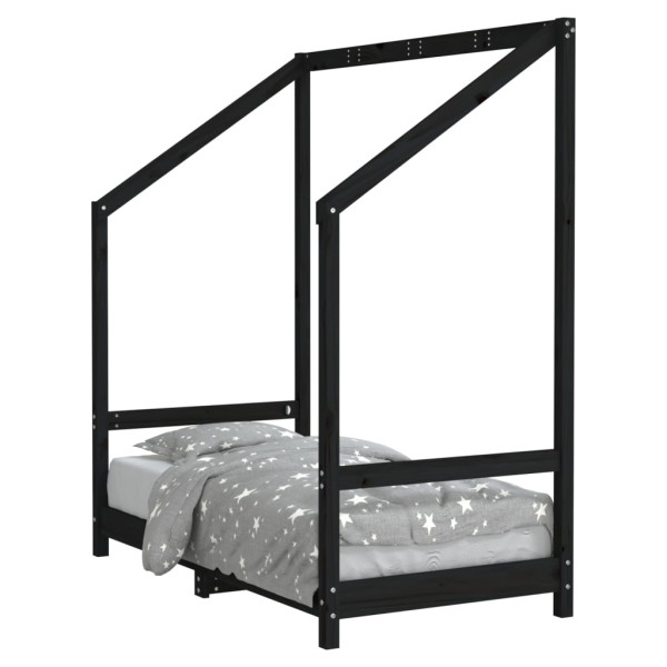 Estrutura de cama infantil 70x140 cm pinho maciço preto M 2