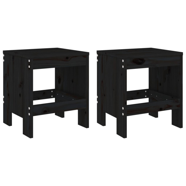 Bancos de jardim 2 pcs 40x36x45 cm pinho maciço preto M 2