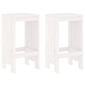 Bancos de bar 2 pcs 40x36x75 cm madeira de pinho maciça branco H