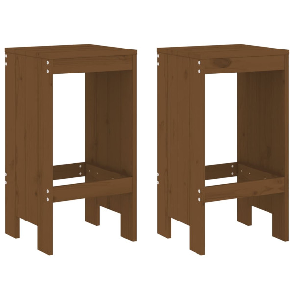 Bancos de bar 2 pcs 40x36x75 cm pinho maciço castanho-mel M 2