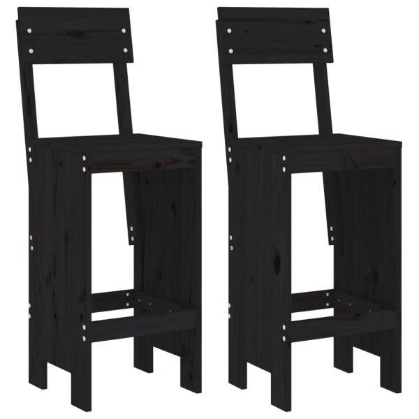 Cadeiras de bar 2 pcs 40x48.5x115.5 cm pinho maciço preto M 2