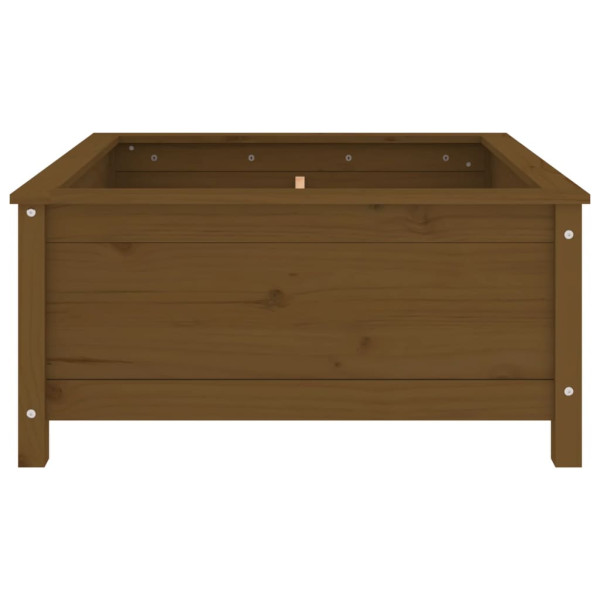 Jardinera madera maciza de pino marrón miel 82.5x82.5x39 cm M 4