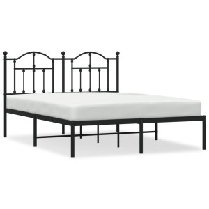 Estructura de cama con cabecero metal negro 140x200 cm H