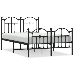 Estructura de cama con cabecero y pie metal negro 120x190 cm H