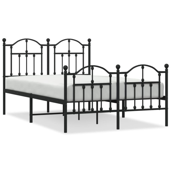 Estrutura de cama com cabeceira e pés 120x190 cm metal preto M 2