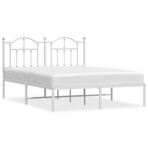 Estructura de cama con cabecero metal blanca 140x200 cm H