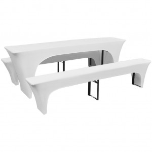 Conjunto 3 capas para mesa e bancos de bar. branco 220 x 70 x 80 cm H