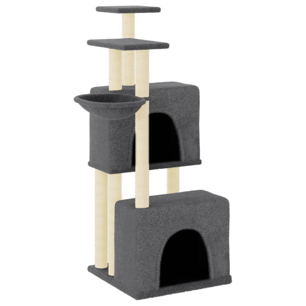 Rascador para gatos con postes de sisal gris oscuro 122 cm M 2