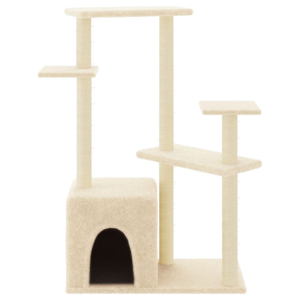 Rascador para gatos con postes de sisal color crema 107.5 cm M 3