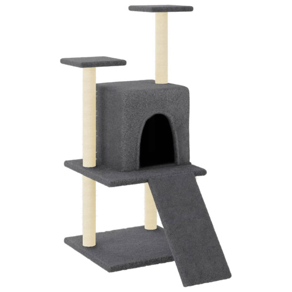 Rascador para gatos con postes de sisal gris oscuro 110 cm M 2