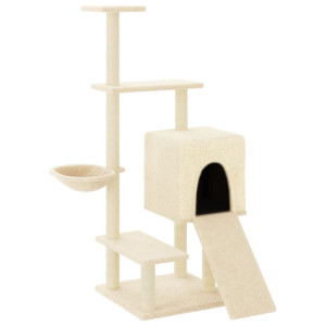 Rascador para gatos con postes de sisal color crema 130.5 cm H