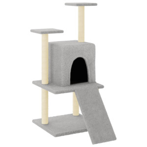 Rascador para gatos con postes de sisal gris claro 110 cm H