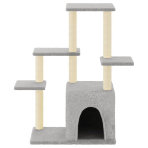 Árvore p/ gatos c/ postes arranhadores sisal 97.5cm cinza-claro H