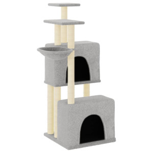 Árvore p/ gatos c/ postes arranhadores sisal 122 cm cinza-claro H