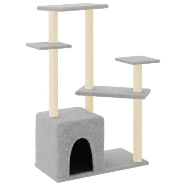 Rascador para gatos con postes de sisal gris claro 107.5 cm M 2