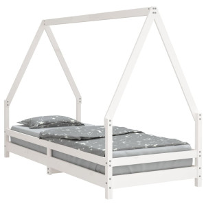 Estrutura de cama infantil 90x200 cm pinho maciço branco H