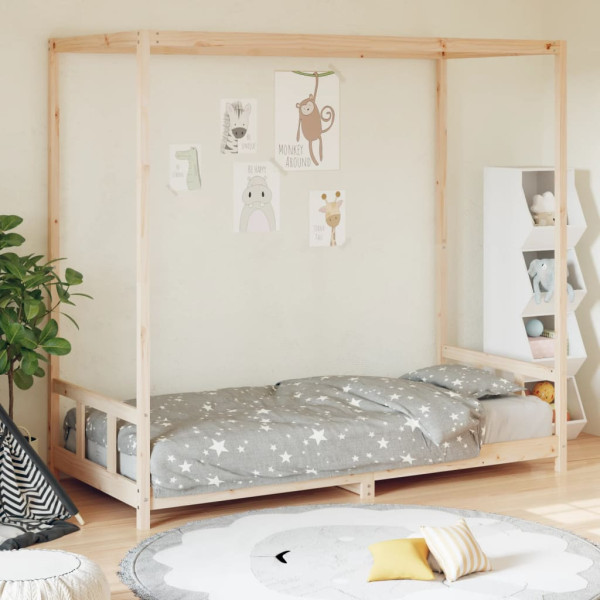 Estructura de cama para niños madera maciza de pino 90x200 cm D
