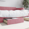 Gavetas de cama 2 pcs derivados de madeira e veludo rosa 1