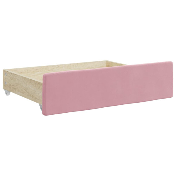 Gavetas de cama 2 pcs derivados de madeira e veludo rosa M 3