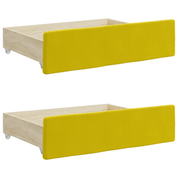 Gavetas de cama 2 pcs derivados de madeira e veludo amarelo M 2