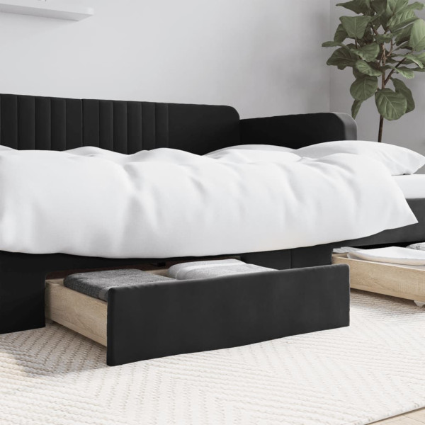 Cajones de cama 2 uds madera de ingeniería y terciopelo negro D